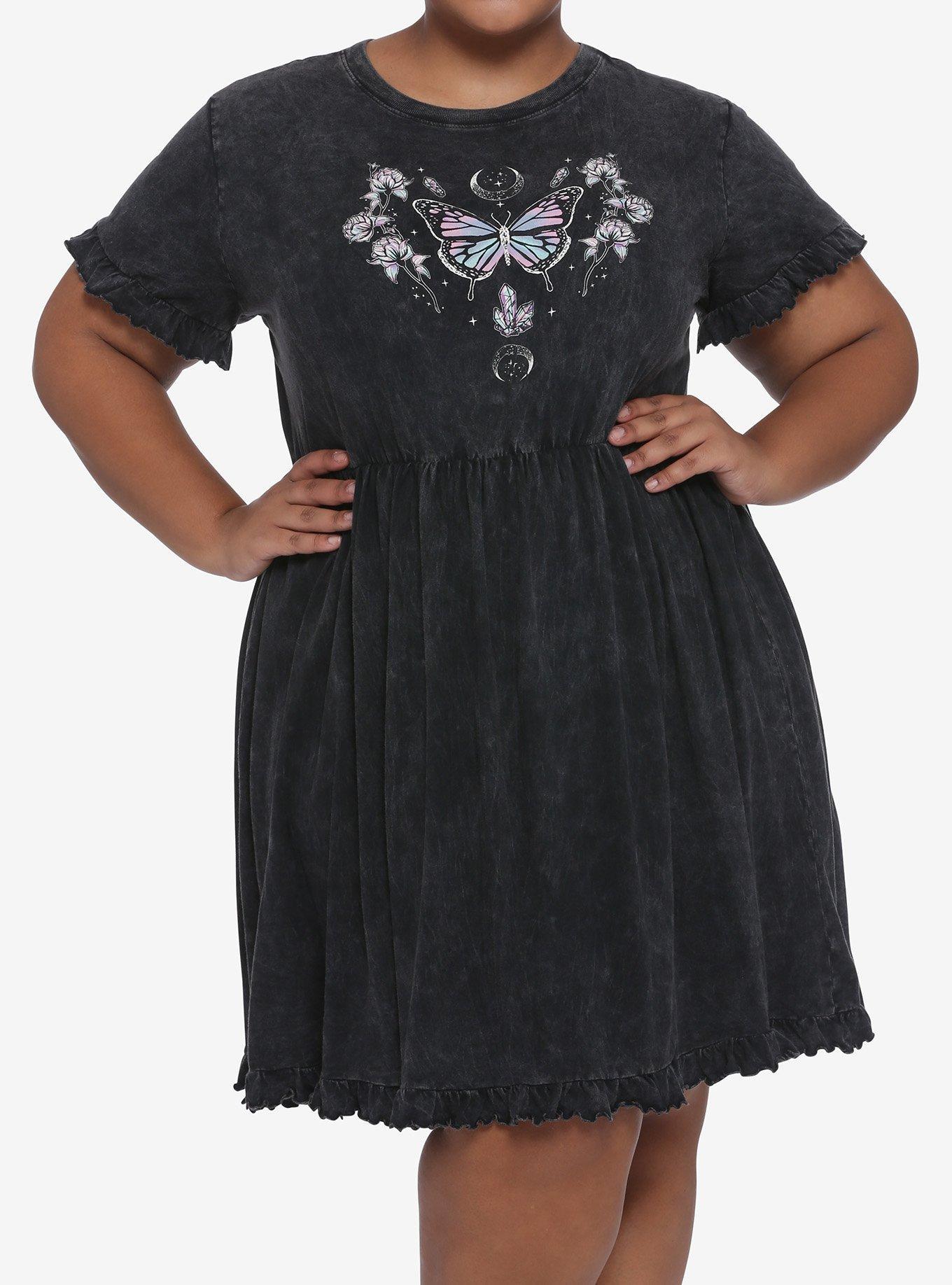 Butterfly & Ruffles Babydoll Dress Plus Size, TIE DYE, hi-res