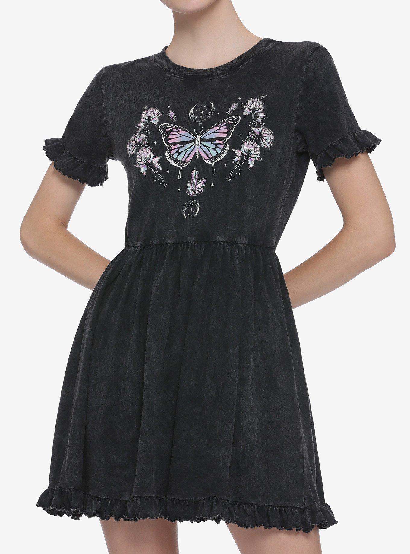 Butterfly & Ruffles Babydoll Dress, TIE DYE, hi-res