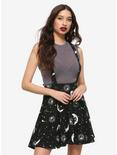 Skull Moon & Sun Suspender Skirt, BLACK, hi-res