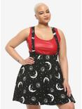 Skull Moon & Sun Suspender Skirt Plus Size, BLACK, hi-res