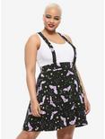 Lilac Bat & Constellation Suspender Skirt Plus Size, BLACK, hi-res