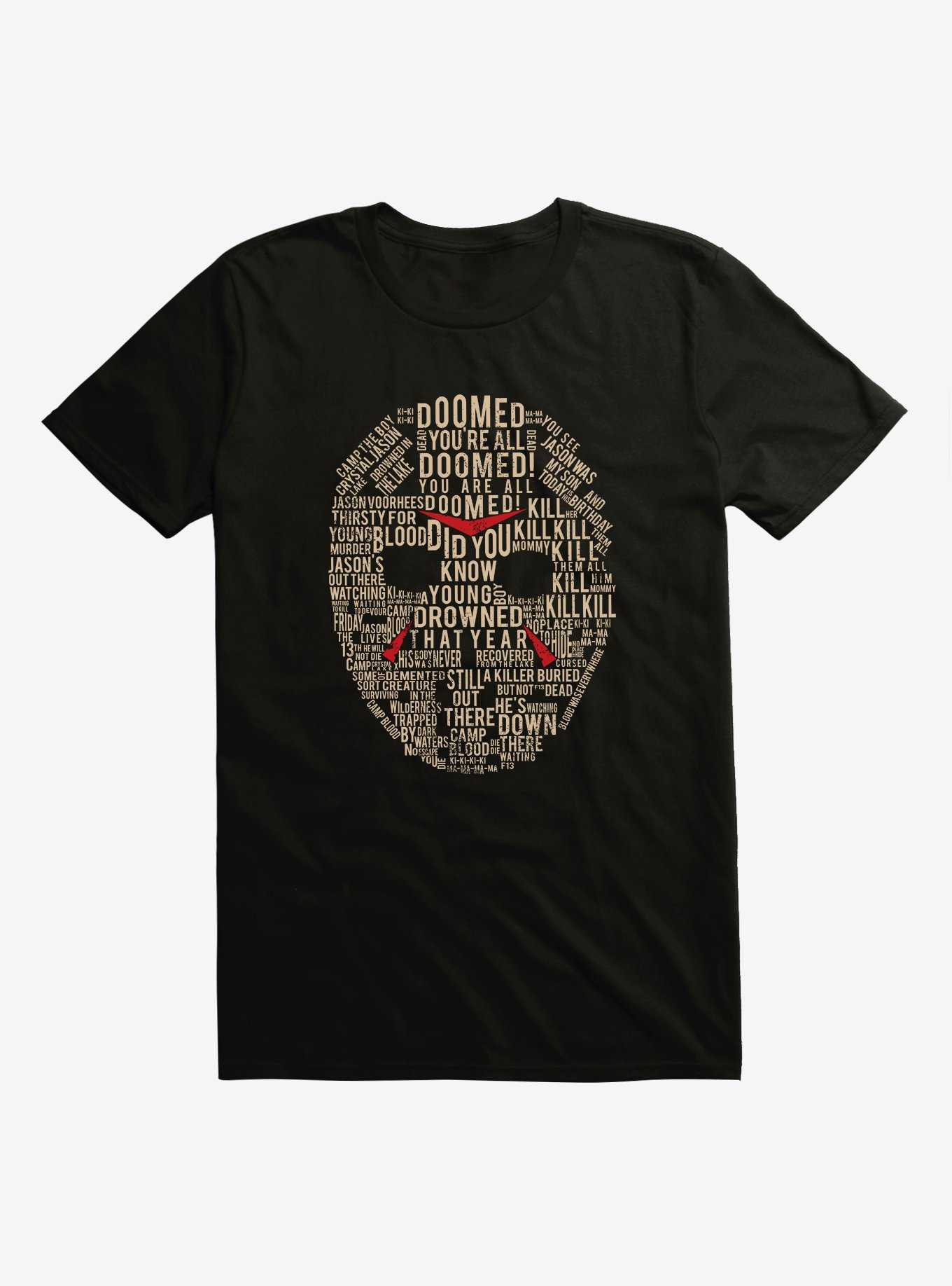 Friday The 13th Jason Mask Word Collage Extra Soft T-Shirt, , hi-res