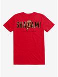 Extra Soft DC Comics Shazam! Gold Name Logo T-Shirt, RED, hi-res