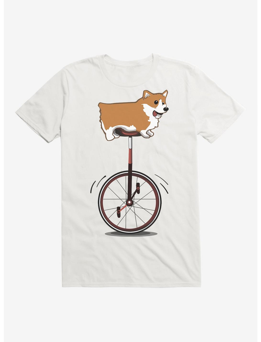 Extra Soft Unicycle Corgi T-Shirt, WHITE, hi-res