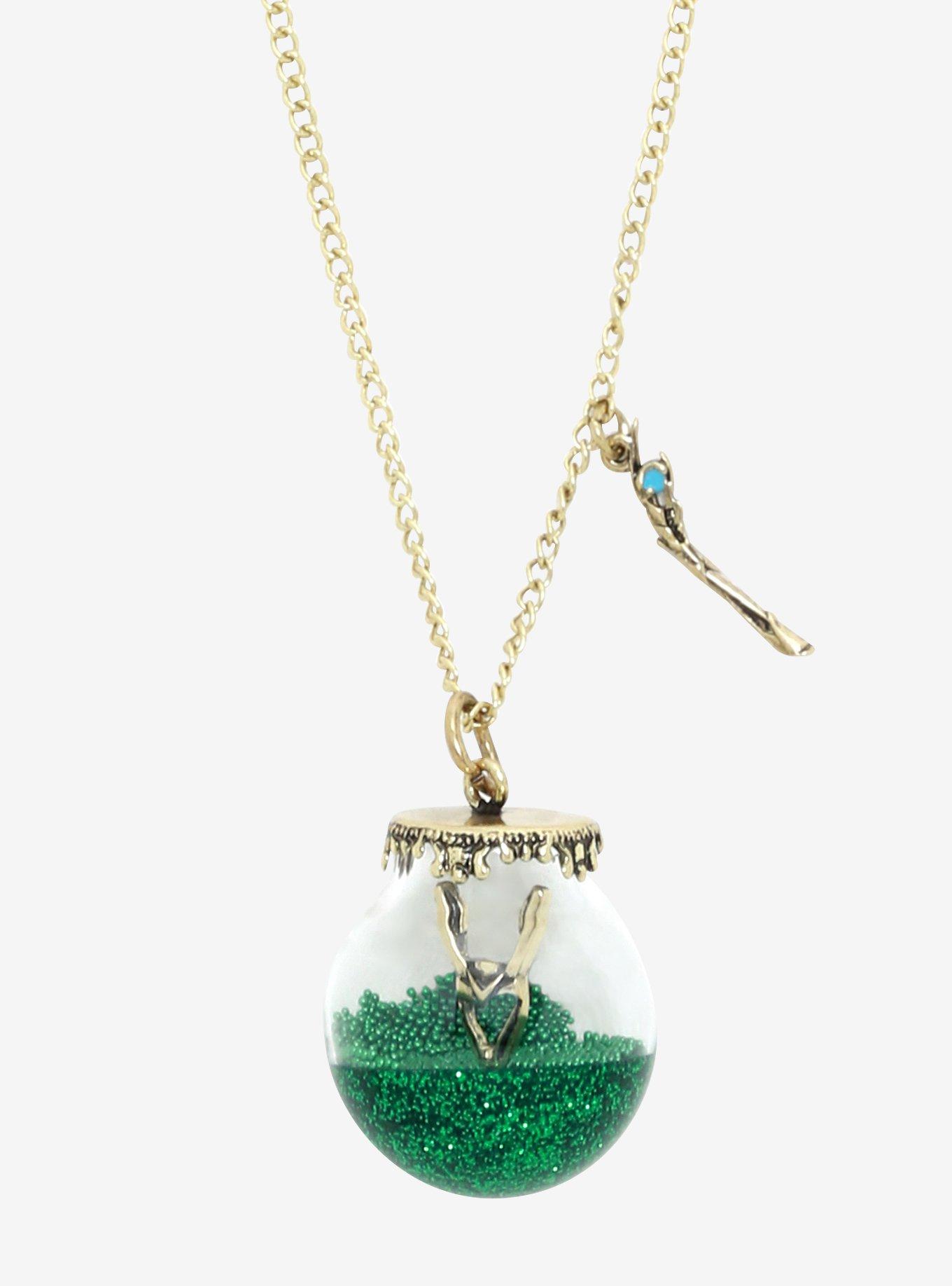 Marvel Loki Glass Orb Charm Necklace, , hi-res