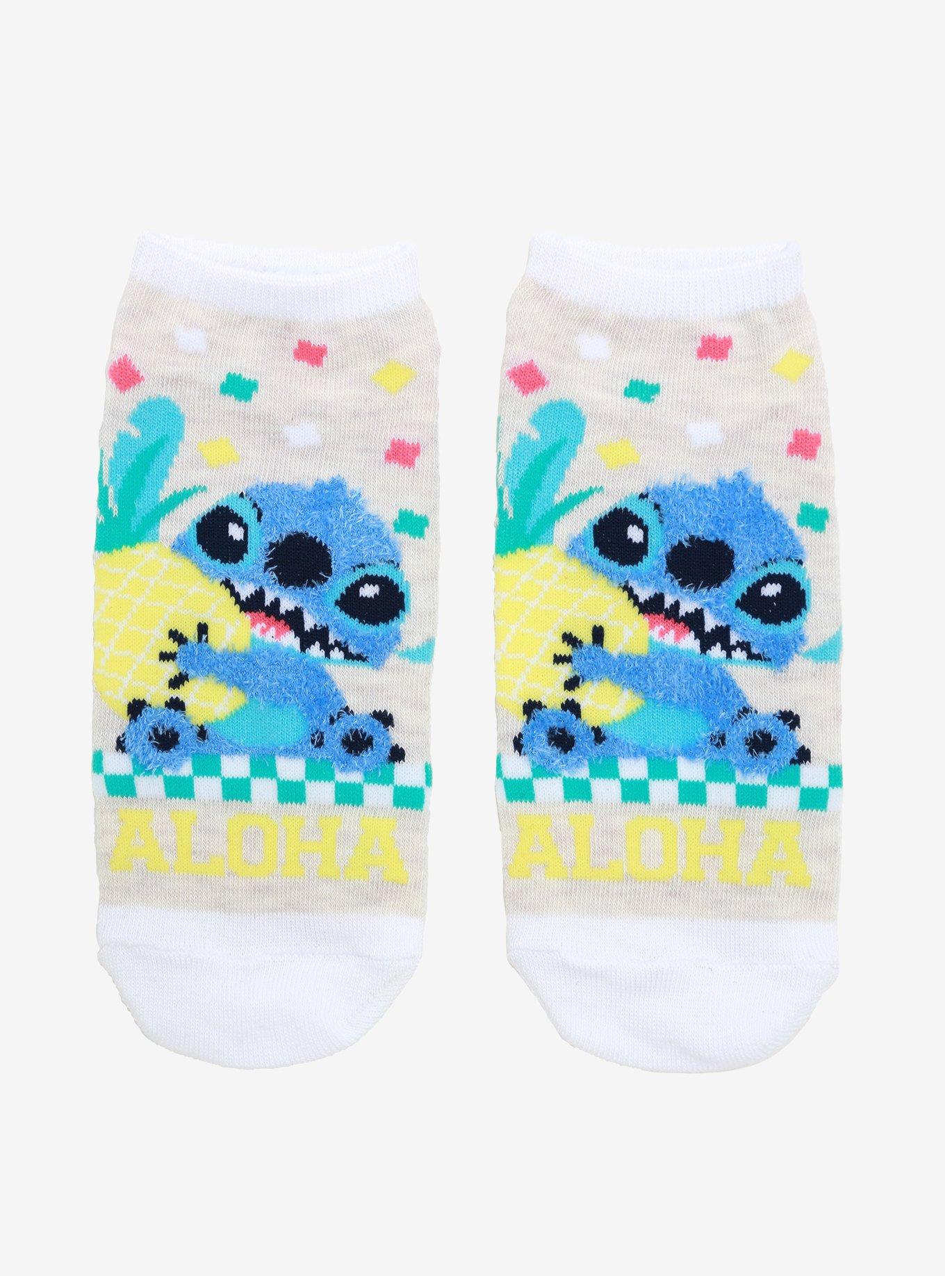 Disney Lilo & Stitch Fuzz Stitch Aloha No-Show Socks, , hi-res