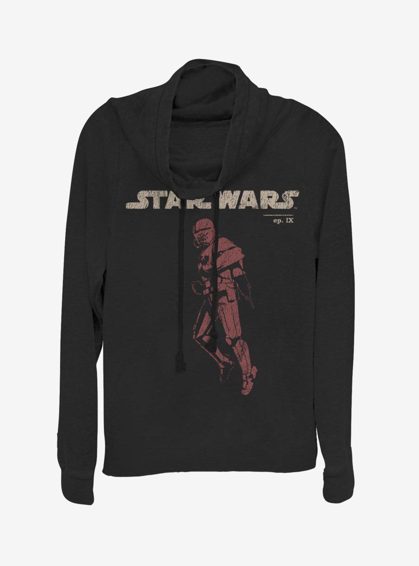 Star Wars Episode IX The Rise Of Skywalker Jet Red Cowlneck Long-Sleeve Womens Top, BLACK, hi-res