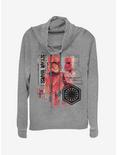 Star Wars Episode IX The Rise Of Skywalker Red Trooper Schematic Cowlneck Long-Sleeve Womens Top, GRAY HTR, hi-res