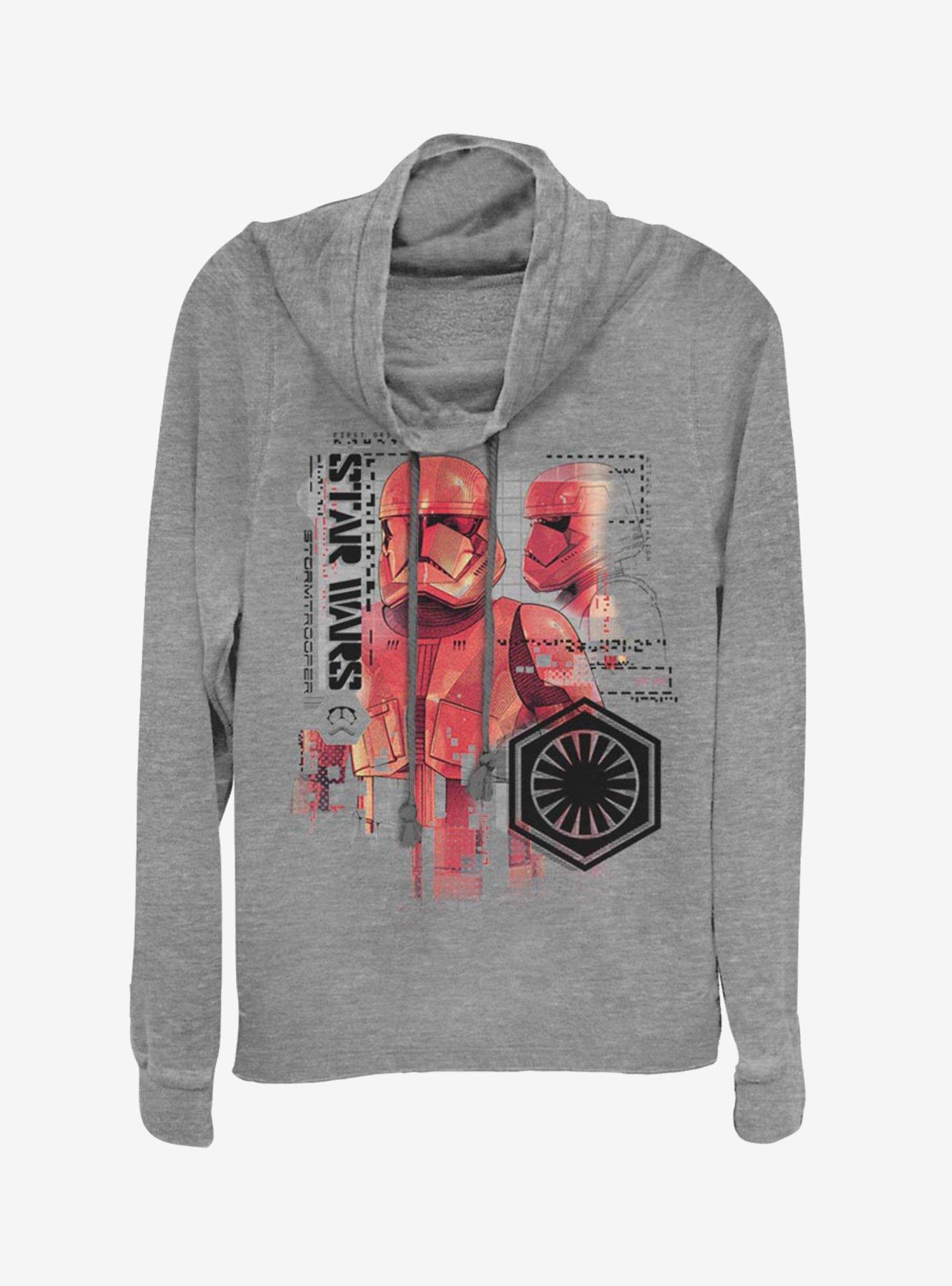 Star Wars Episode IX The Rise Of Skywalker Red Trooper Schematic Cowlneck Long-Sleeve Womens Top, , hi-res