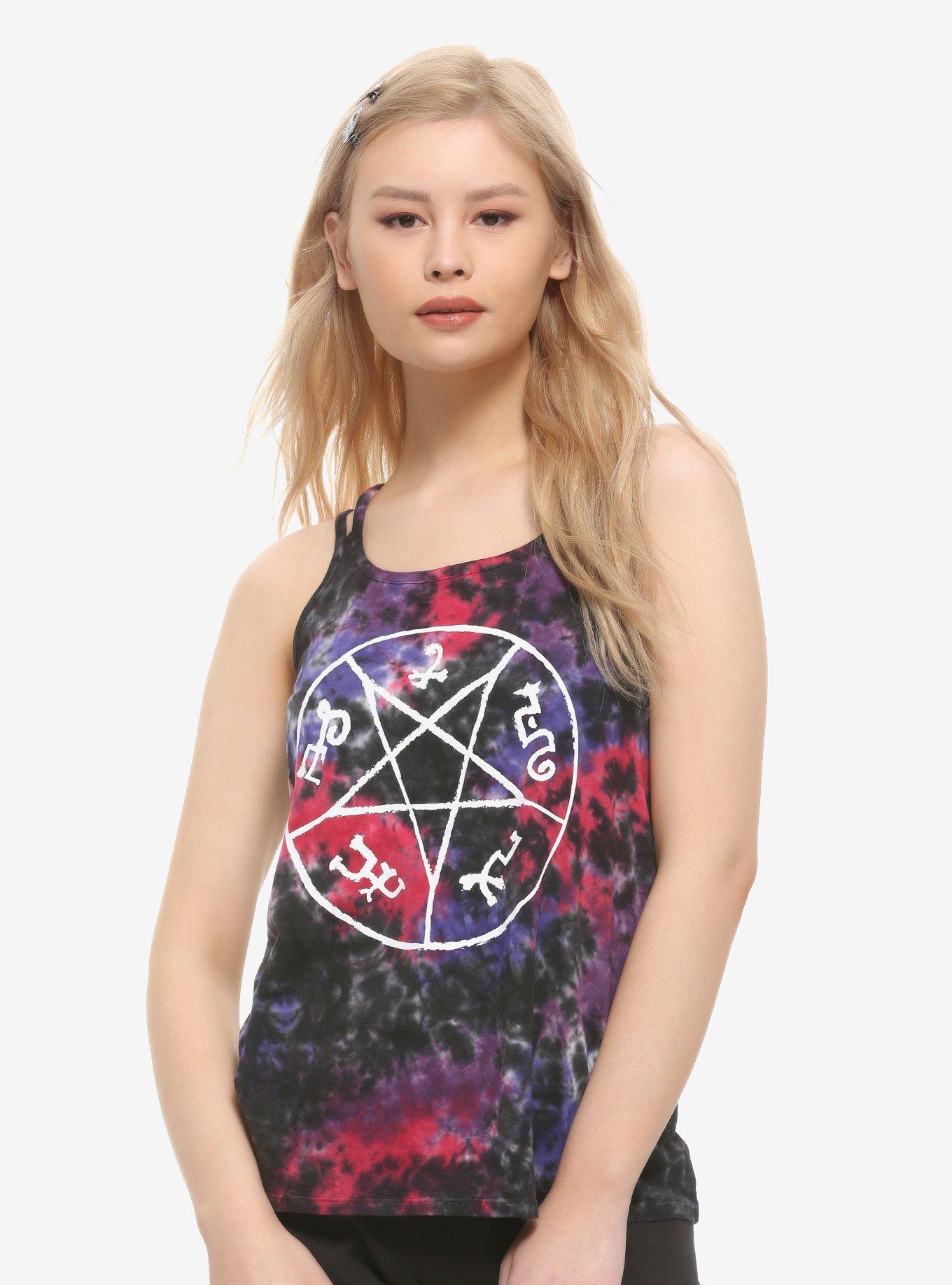 Supernatural Devil's Trap Tie-Dye Girls Strappy Tank Top, PURPLE, hi-res