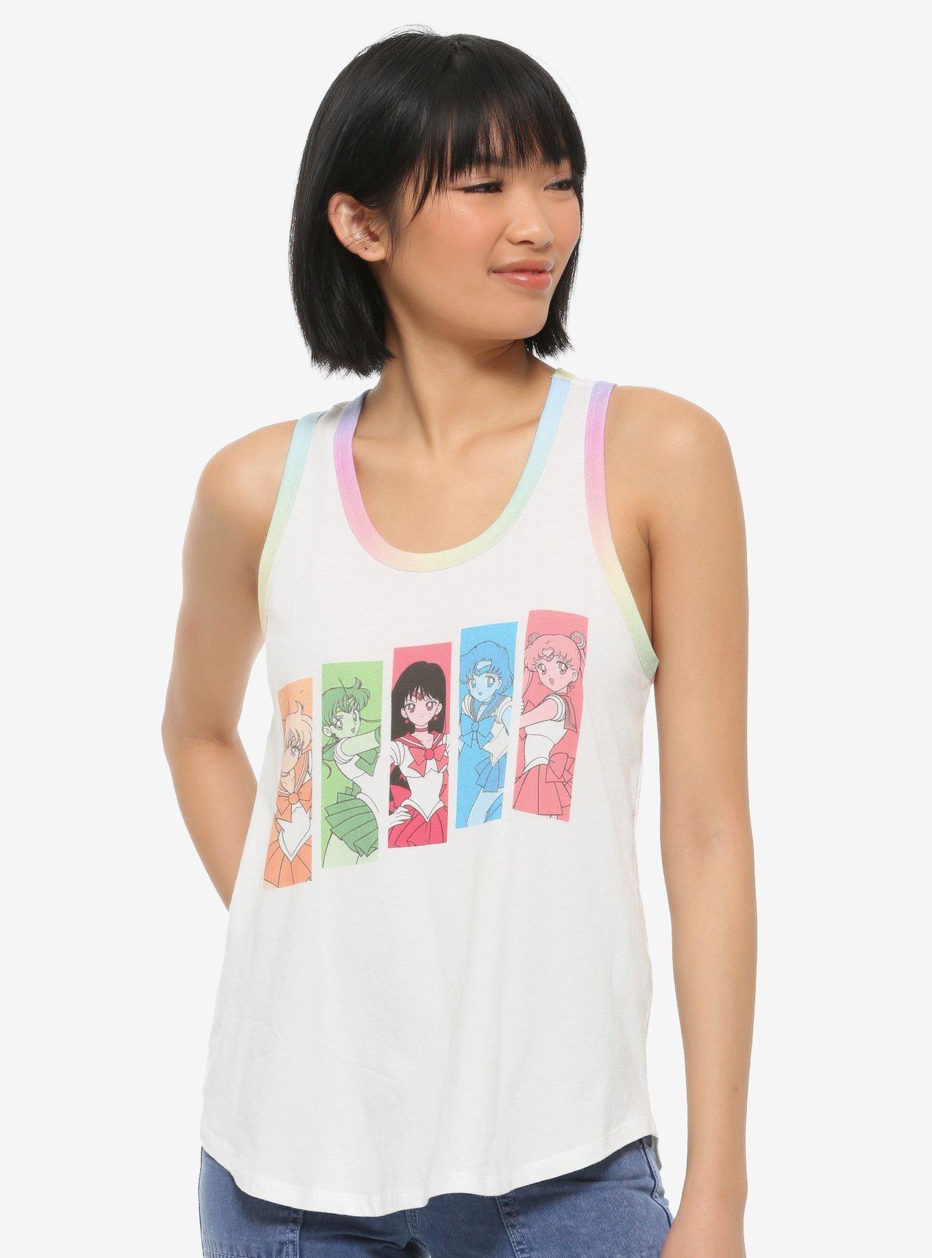 Sailor Moon Guardian Panels Girls Ringer Tank Top, WHITE, hi-res