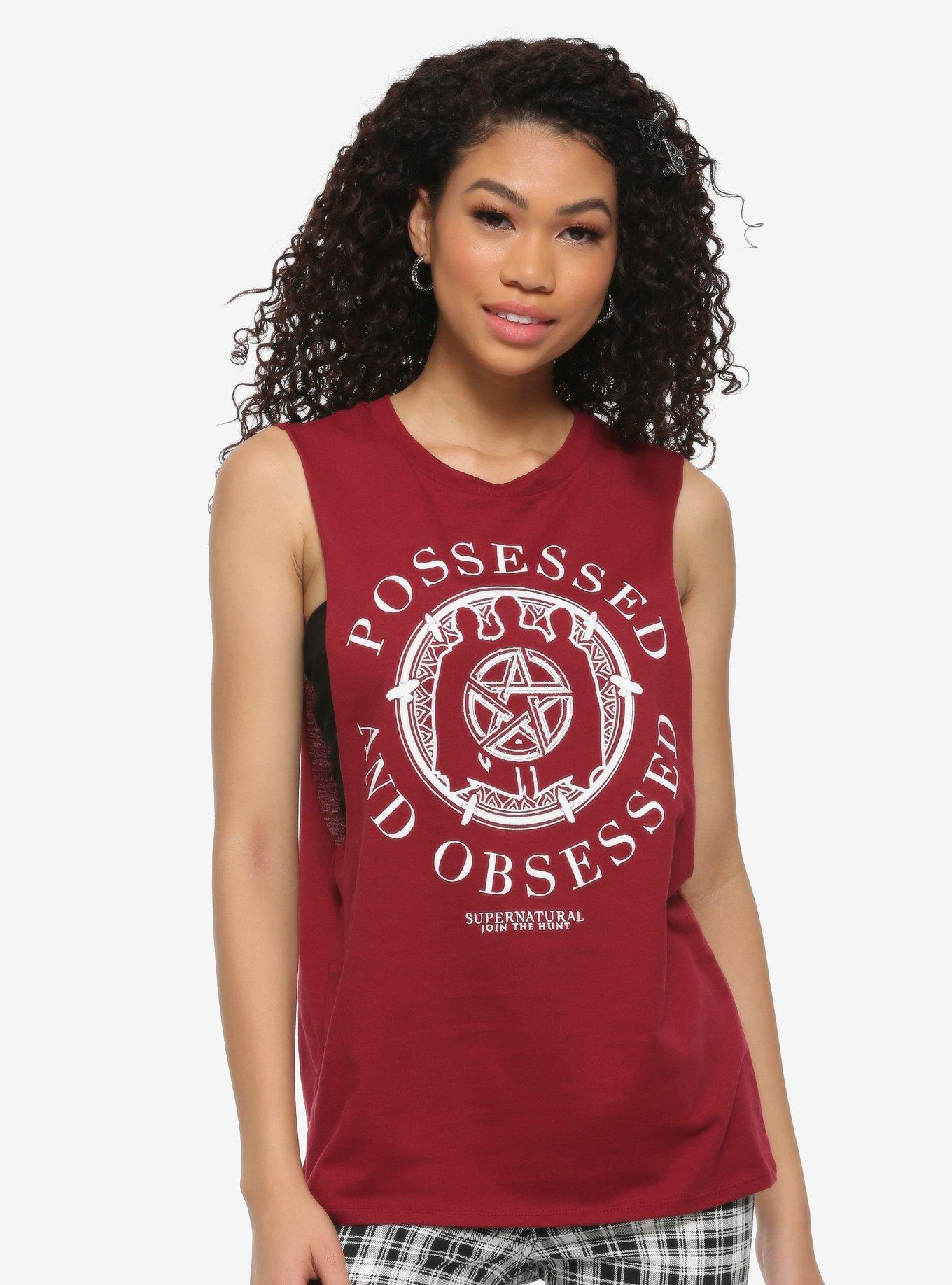 Supernatural Possessed And Obsessed Girls Muscle Top, WHITE, hi-res