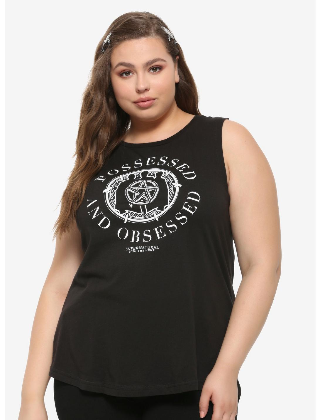 Supernatural Possessed And Obsessed Girls Muscle Top Plus Size, WHITE, hi-res