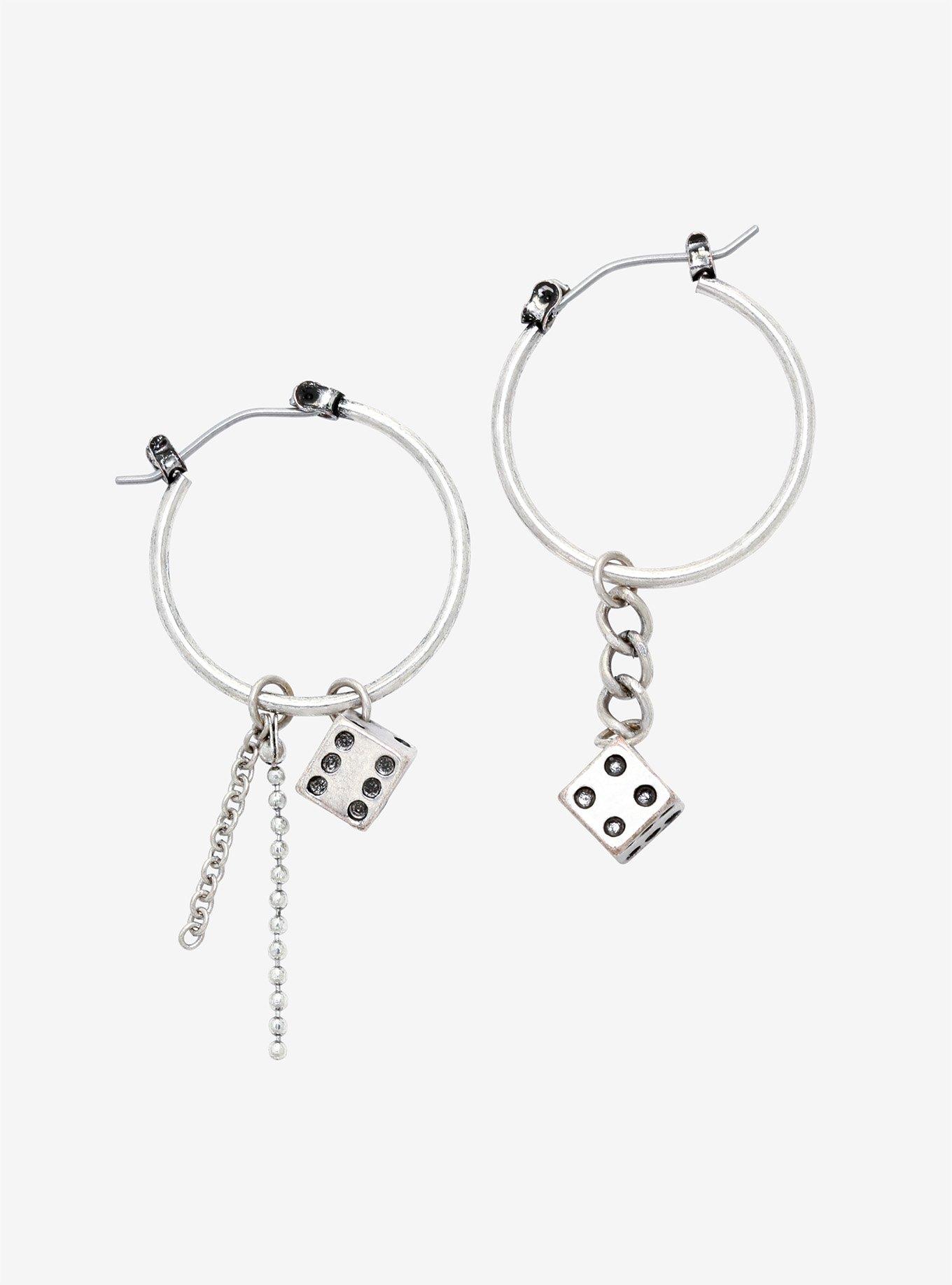 Dice Chain Mismatch Hoop Earrings Hot Topic