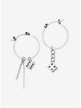 Dice Chain Mismatch Hoop Earrings, , hi-res