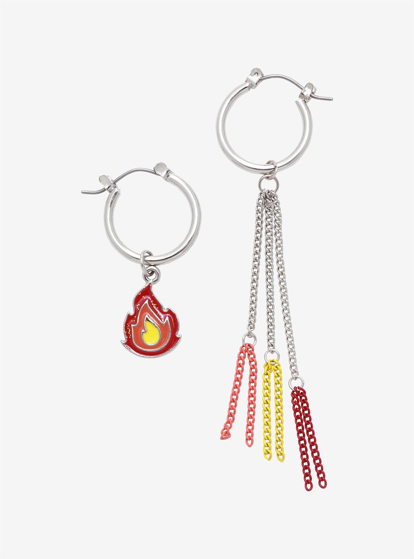 Flame Mismatch Hoop Earrings, , hi-res