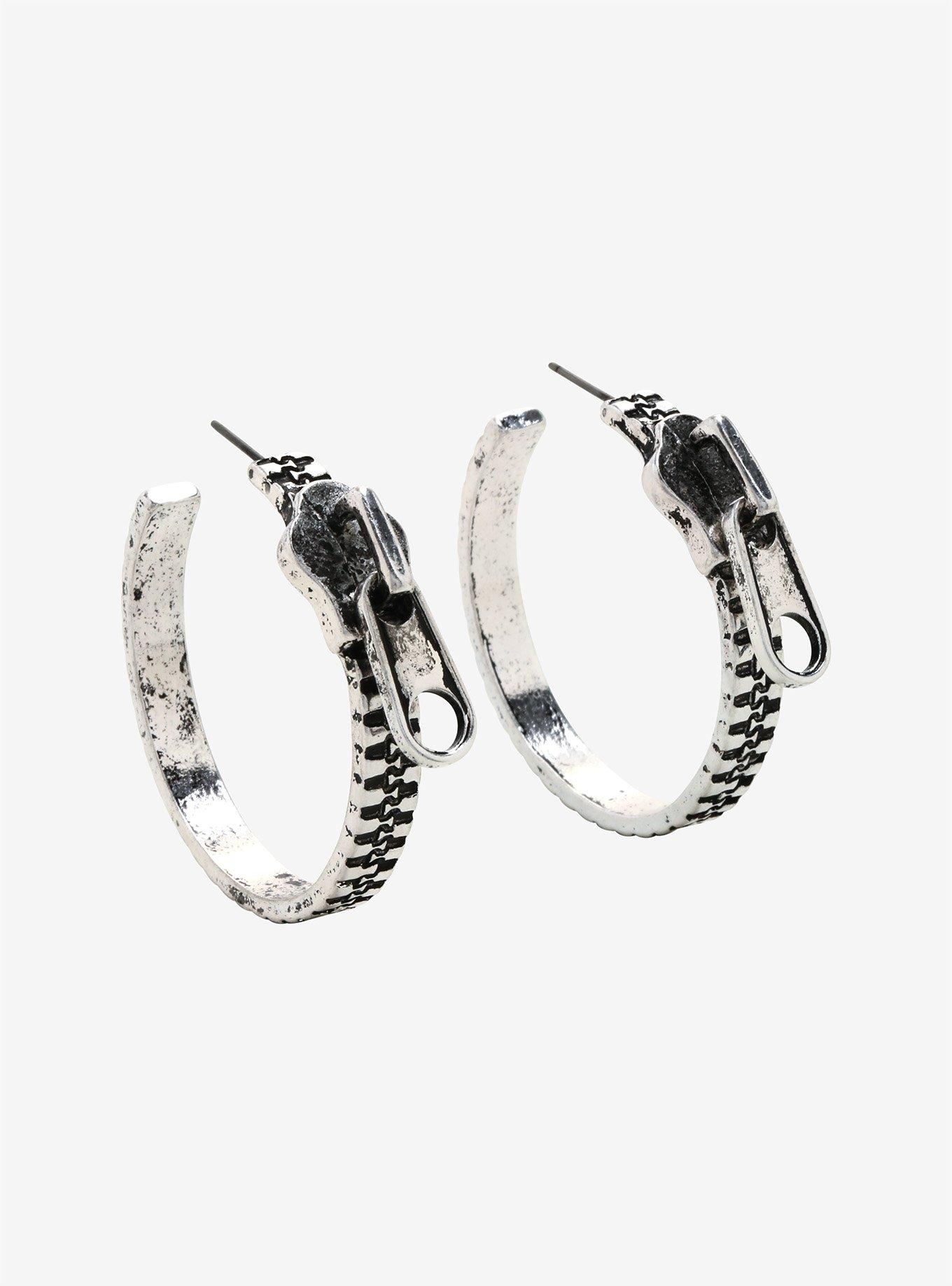 Zipper Hoop Earrings Hot Topic