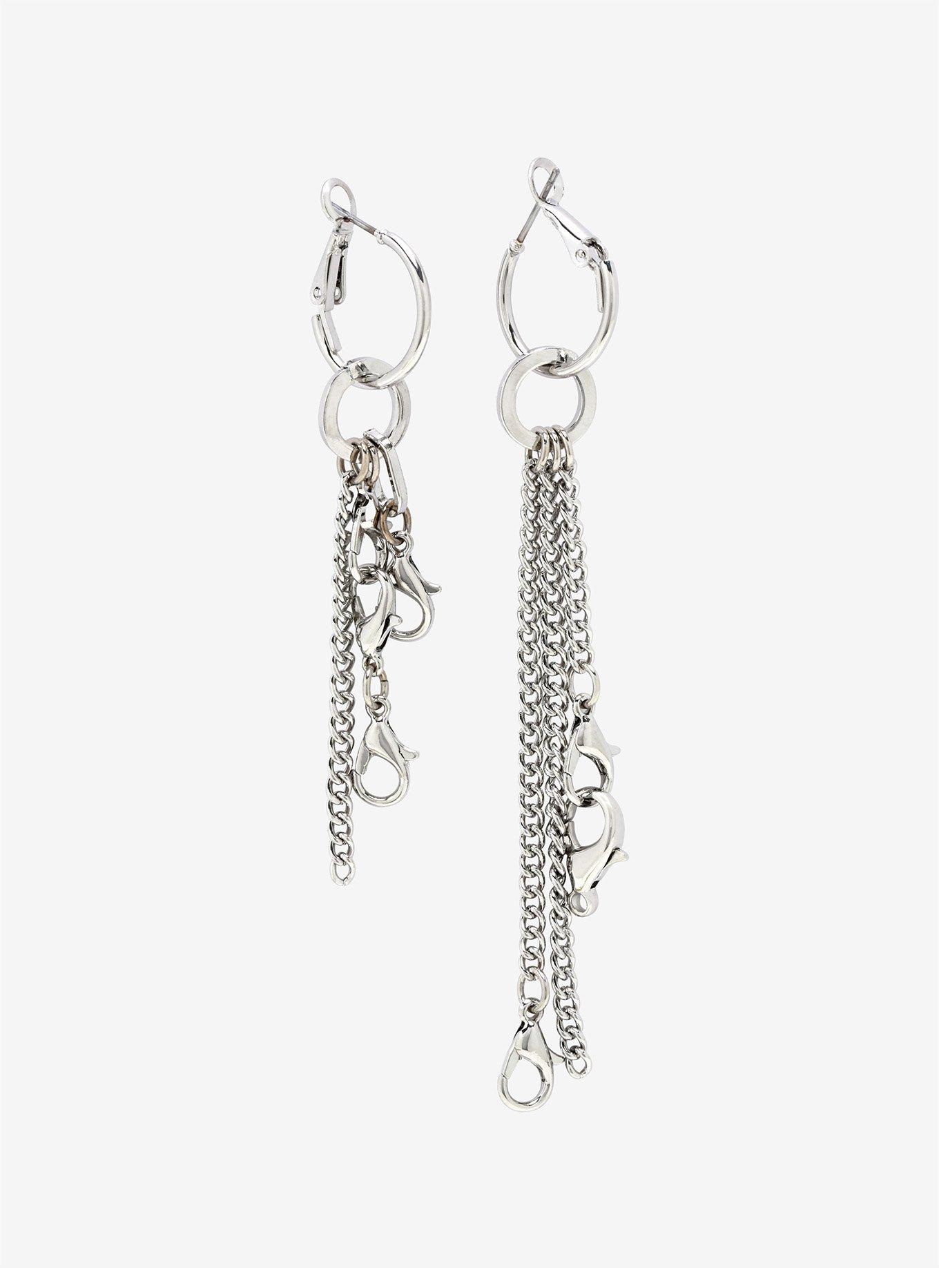Toggle Chain Mismatch Hoop Earrings, , hi-res