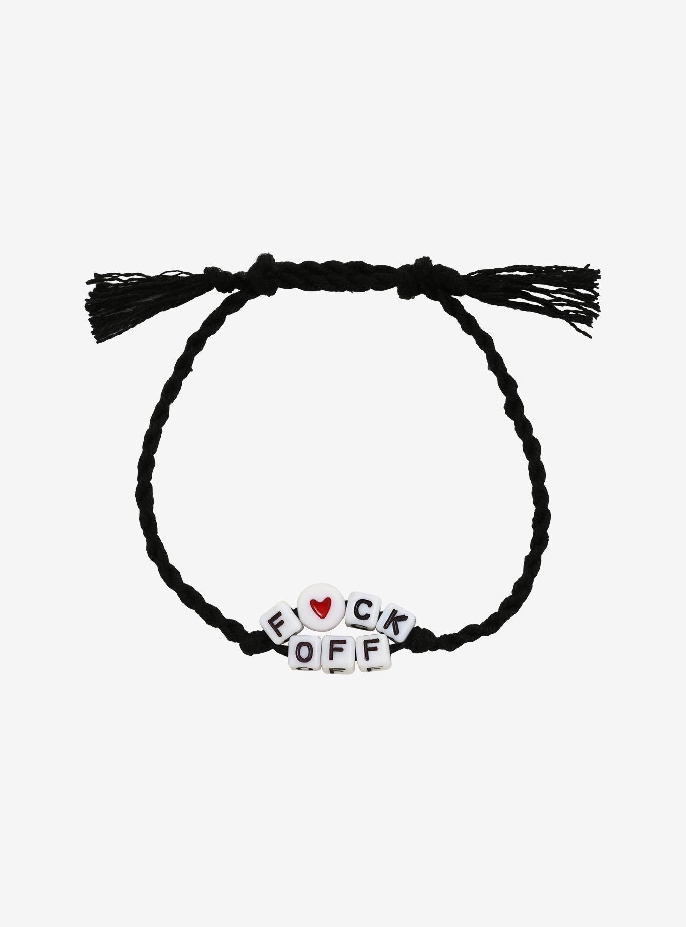 F*ck Off Letter Bead Cord Bracelet, , hi-res