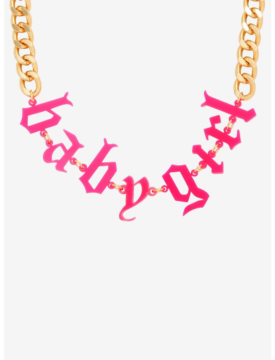 Baby Girl Hot Pink Letter Chain Choker, , hi-res