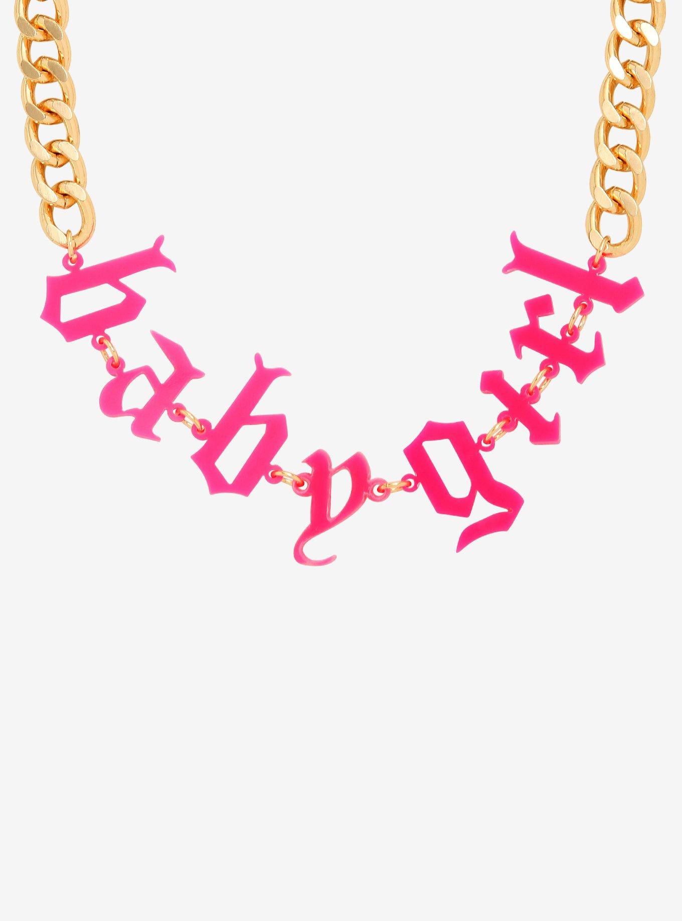 Baby Girl Hot Pink Letter Chain Choker, , hi-res