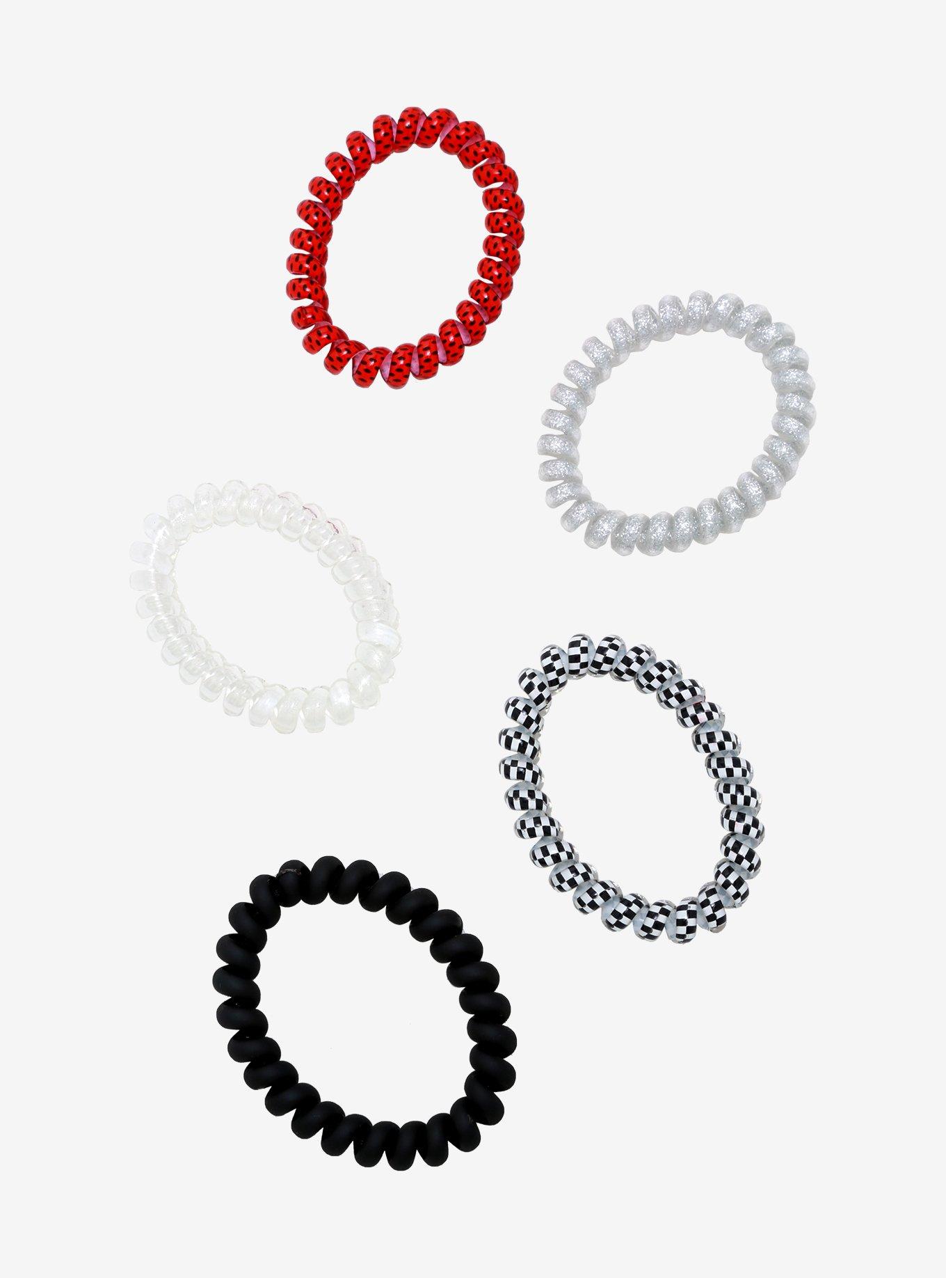 Black & White Checkered Hair Coil Set, , hi-res