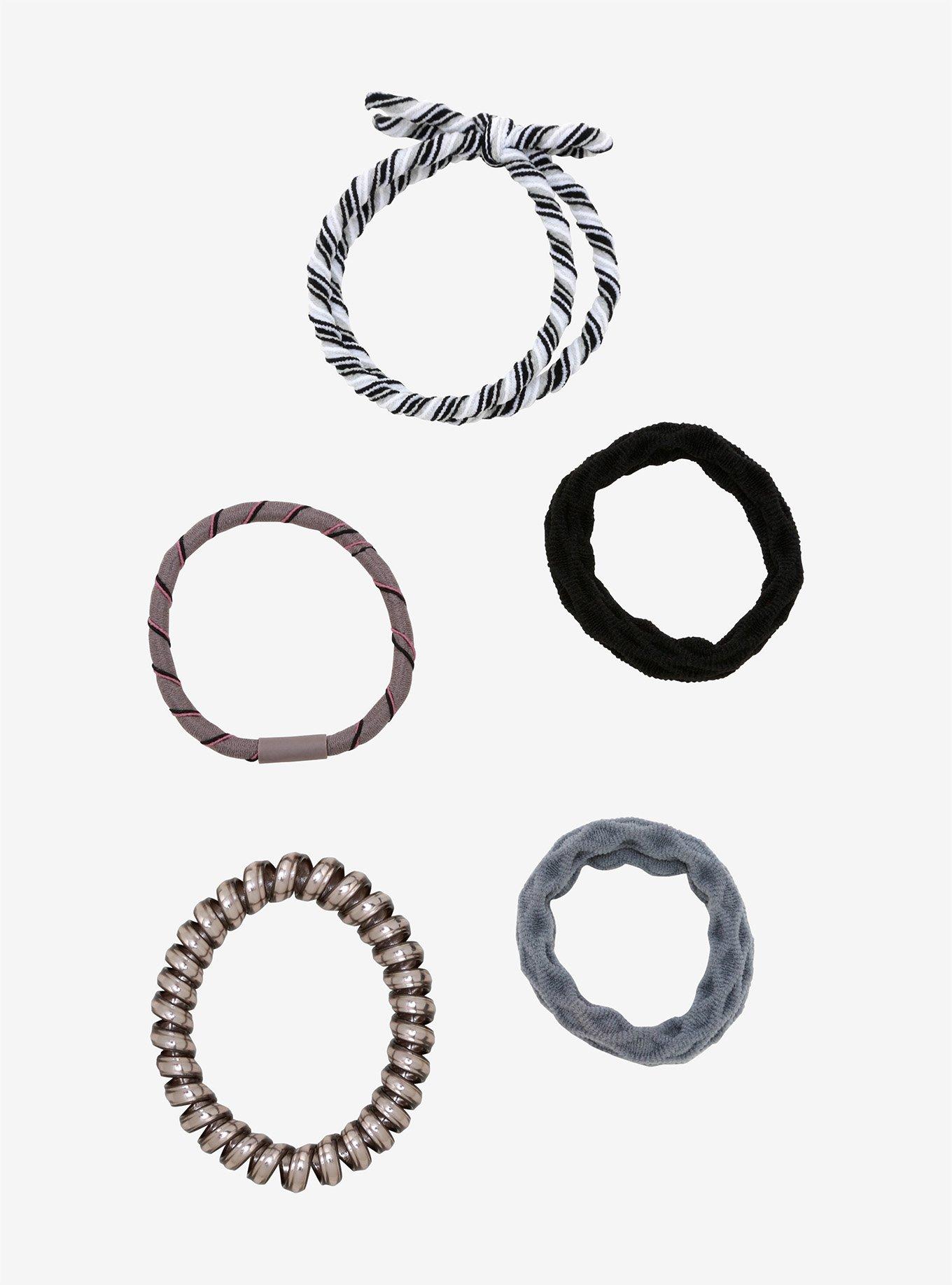 Black & Grey Hair Tie Set, , hi-res
