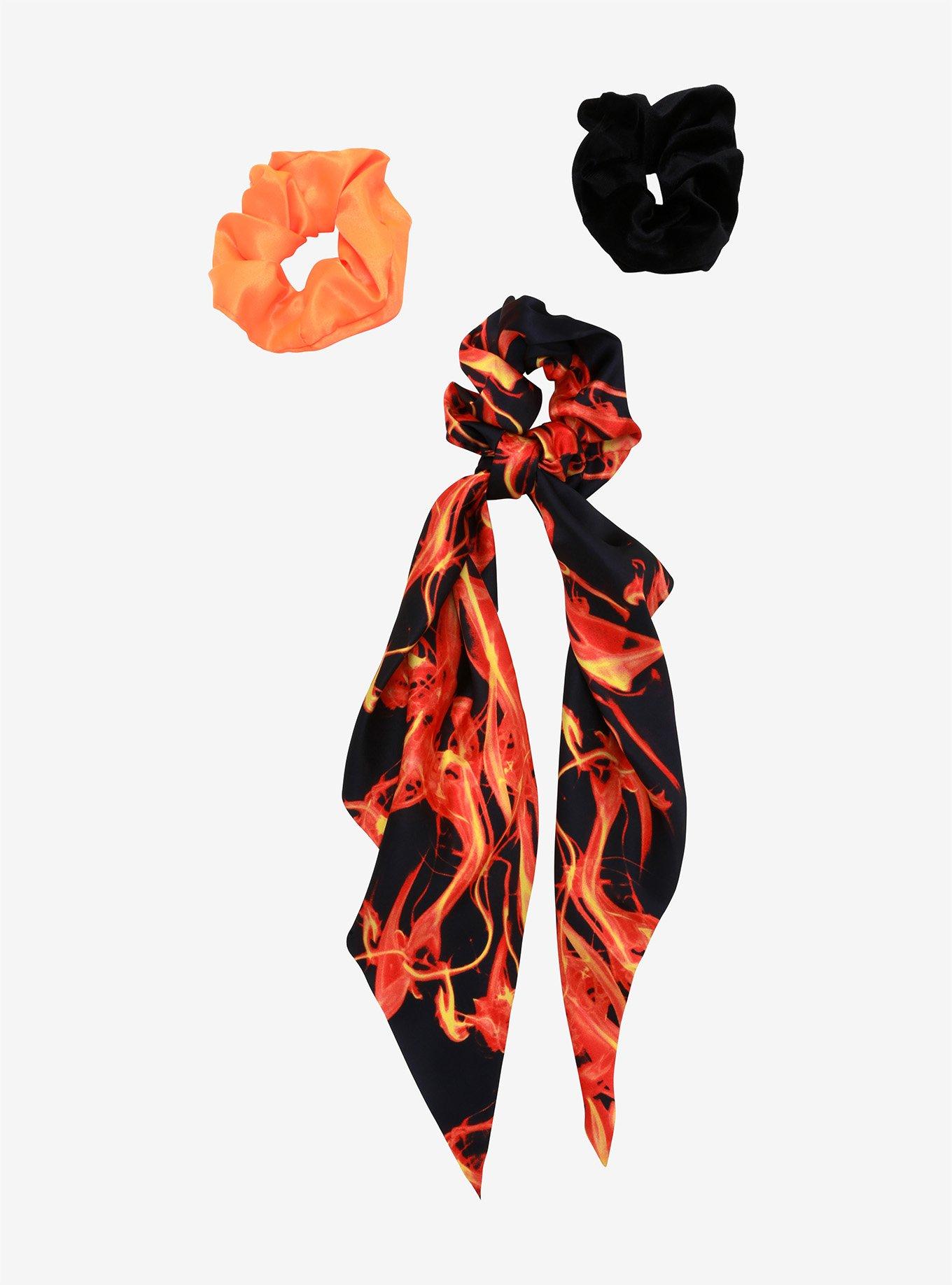 Flame Long Bow Scrunchie Set, , hi-res