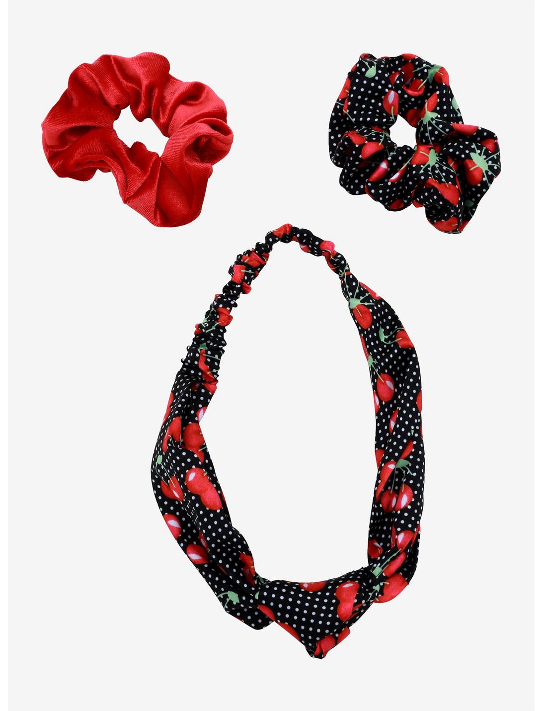 Cherry Polka Dot Scrunchie & Headband Set, , hi-res
