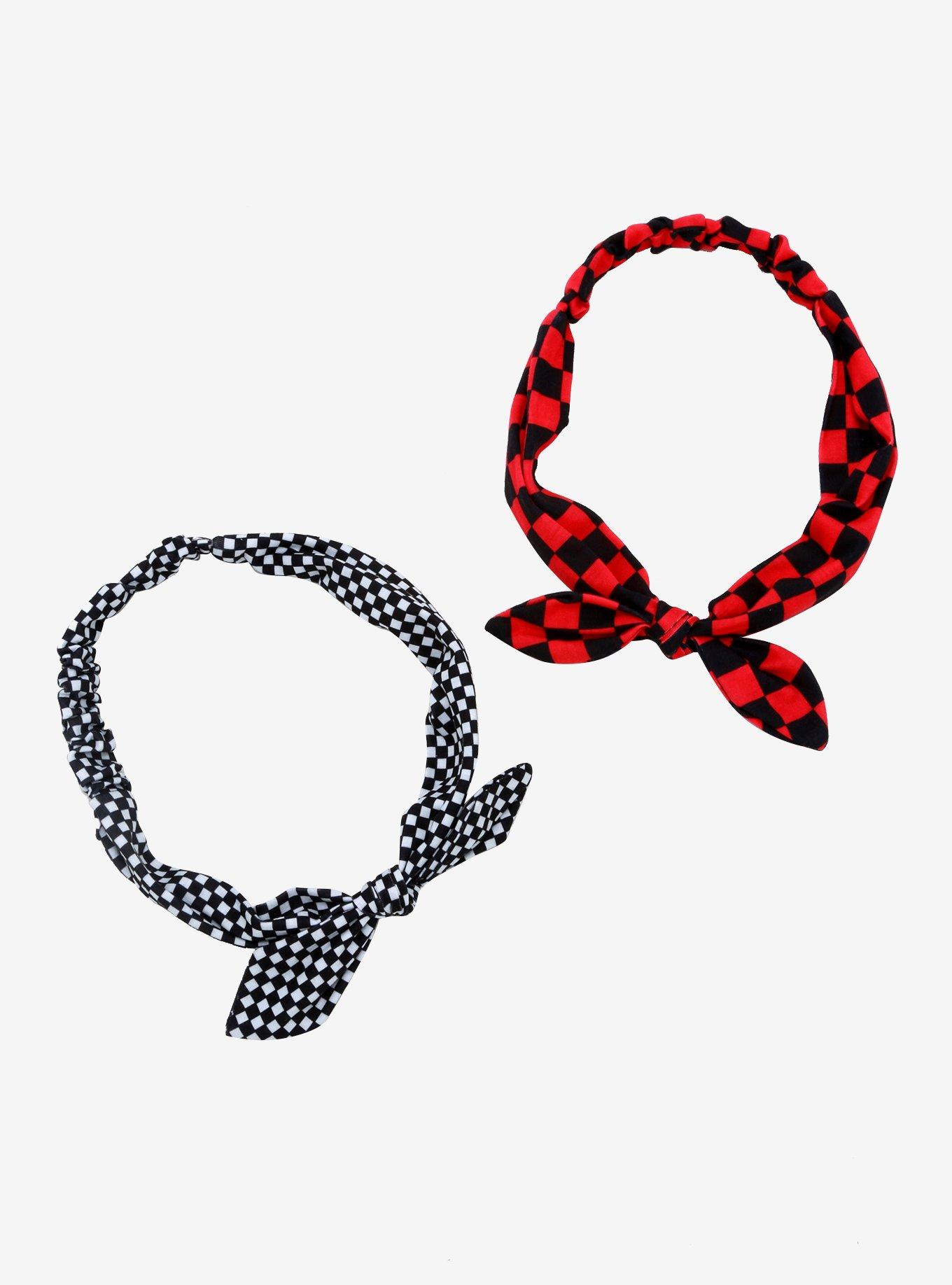Checkered Bow Headband Set