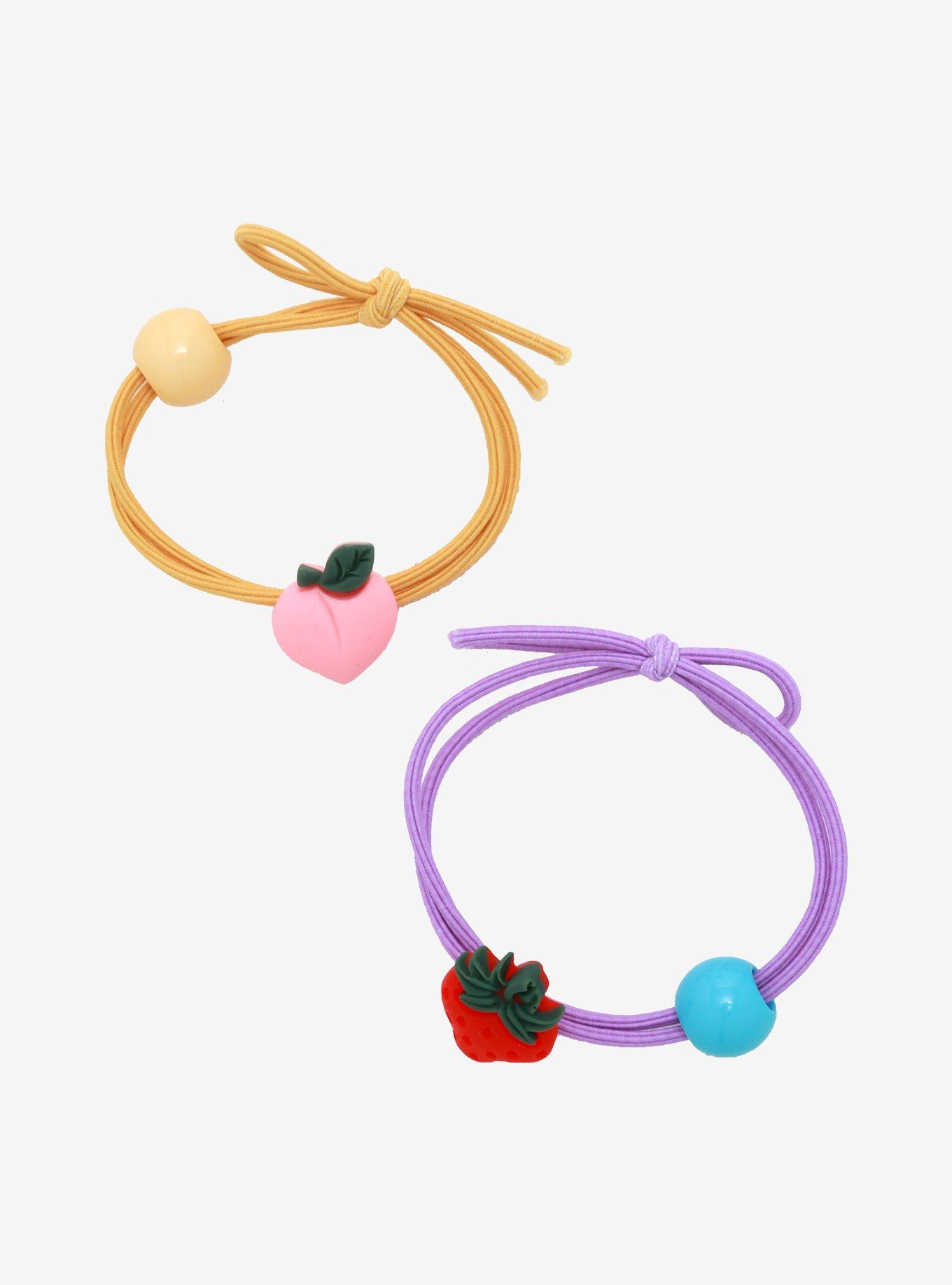Peach & Strawberry Hair Tie Set, , hi-res