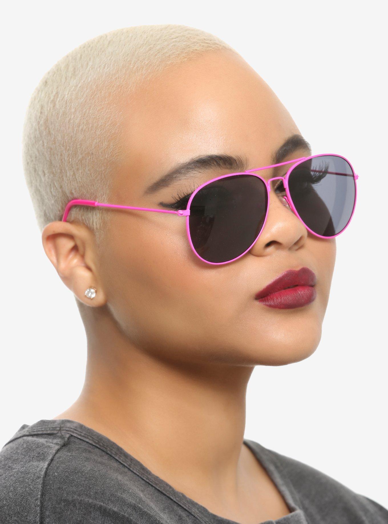 Hot Pink Aviator Sunglasses, , hi-res
