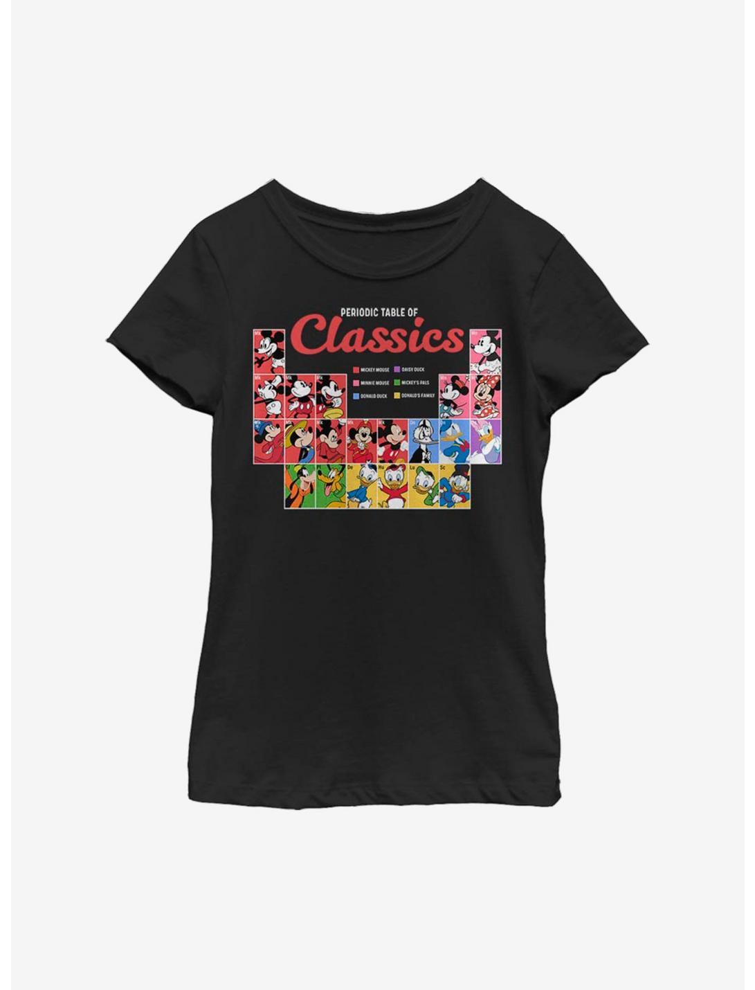 Disney Mickey Mouse Periodic Table Of Classics Youth Girls T-Shirt, BLACK, hi-res
