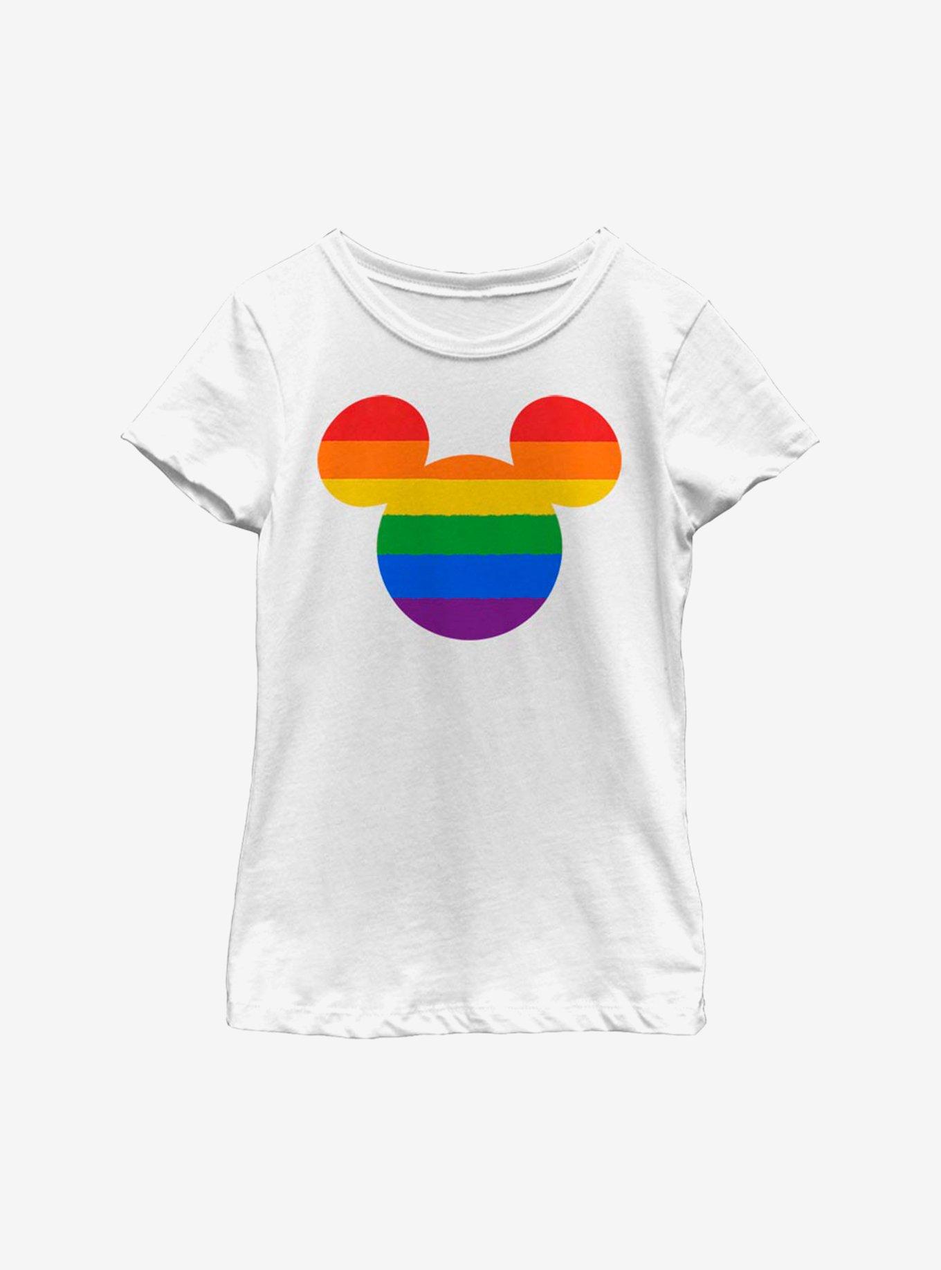 Disney Mickey Mouse Rainbow Ears Youth Girls T-Shirt, WHITE, hi-res