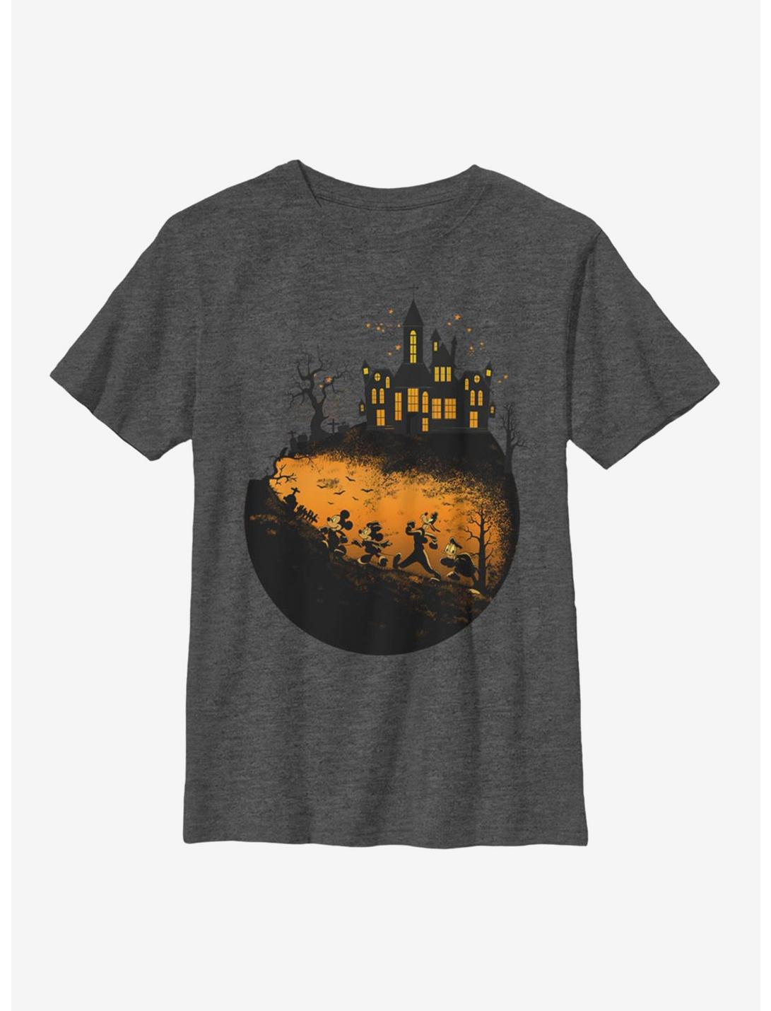 Disney Mickey Mouse Mickey's Haunted Halloween Youth T-Shirt, CHAR HTR, hi-res