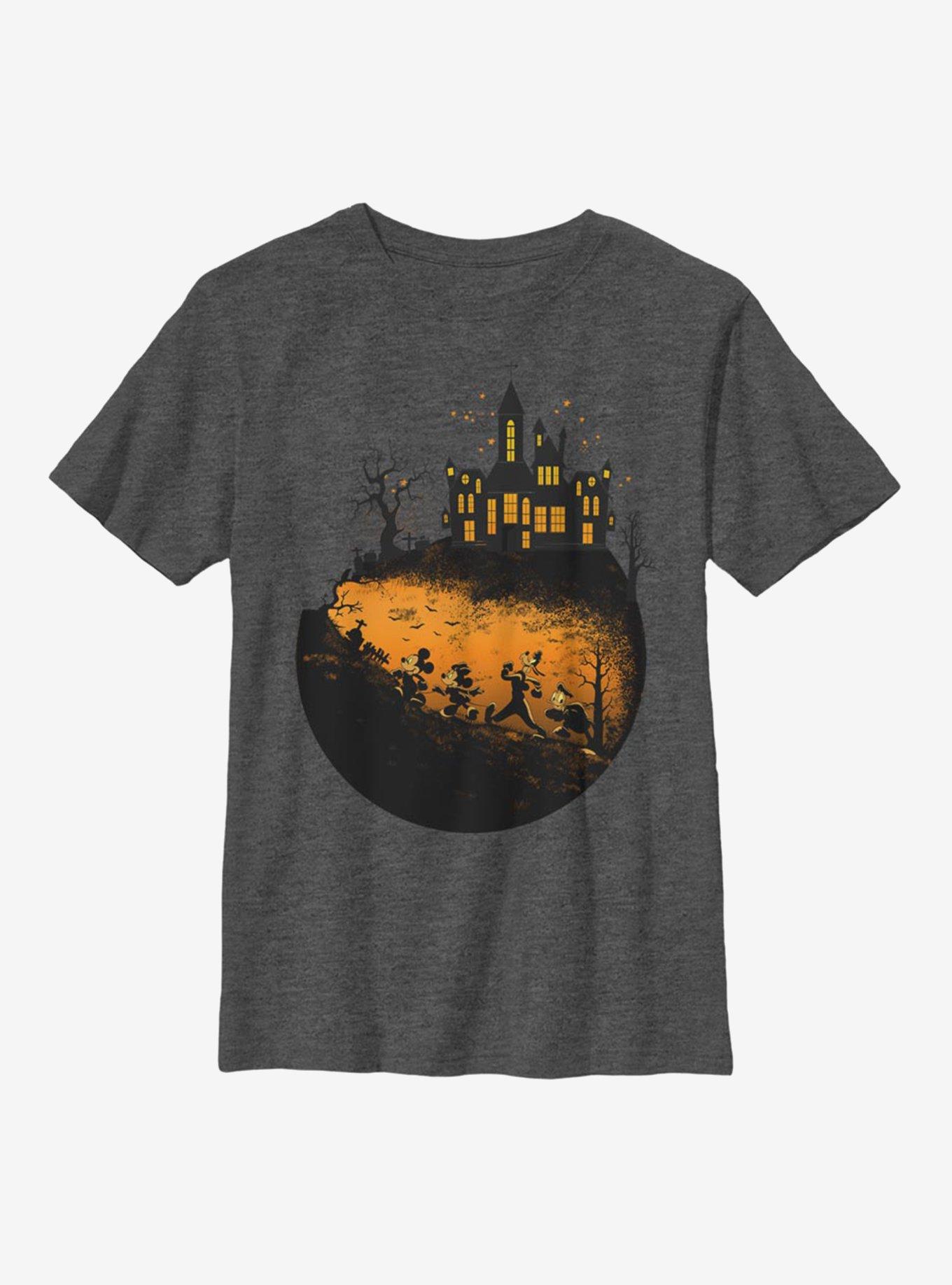 Disney Mickey Mouse Mickey's Haunted Halloween Youth T-Shirt, CHAR HTR, hi-res