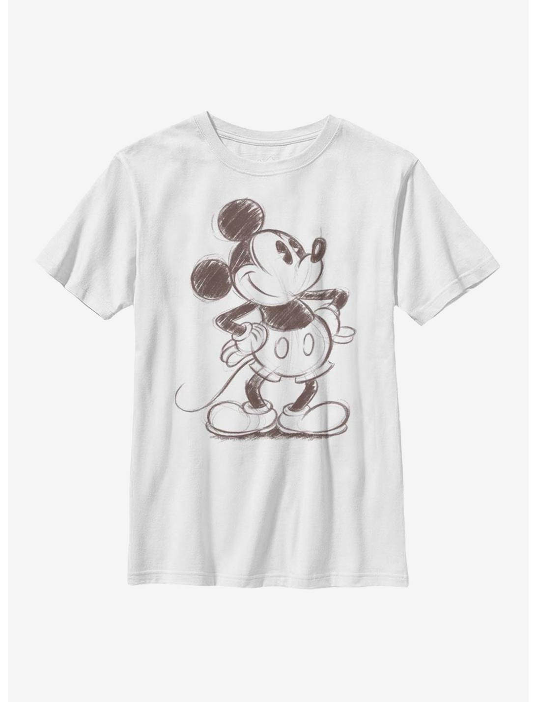 Disney Mickey Mouse Pie Eye Sketch Mickey Youth T-Shirt, WHITE, hi-res