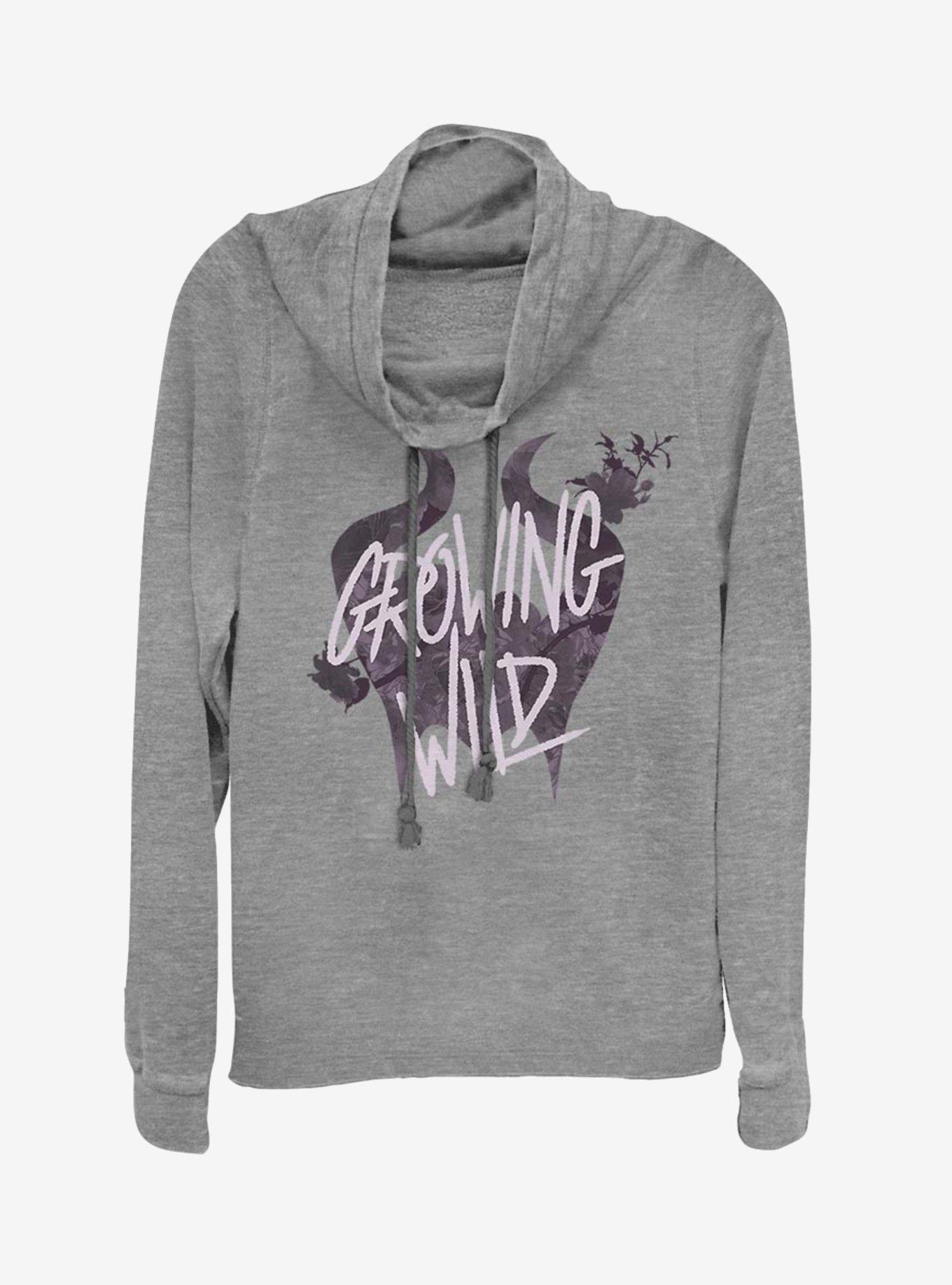 Disney Maleficent: Mistress Of Evil Growing Wild Cowlneck Long-Sleeve Womens Top, GRAY HTR, hi-res