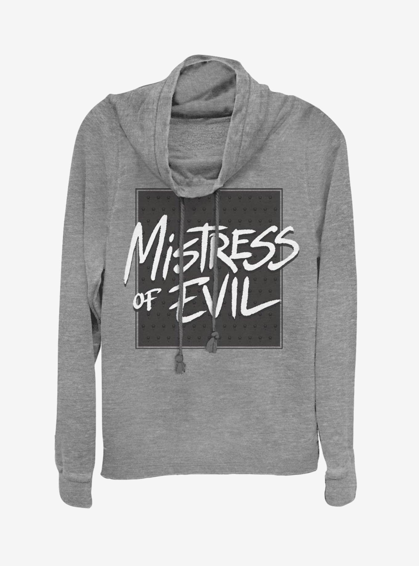 Disney Maleficent: Mistress Of Evil Bold Text Cowlneck Long-Sleeve Womens Top, GRAY HTR, hi-res