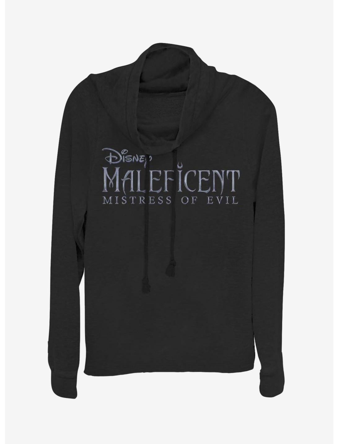 Disney Maleficent: Mistress Of Evil Movie Logo Cowlneck Long-Sleeve Womens Top, BLACK, hi-res