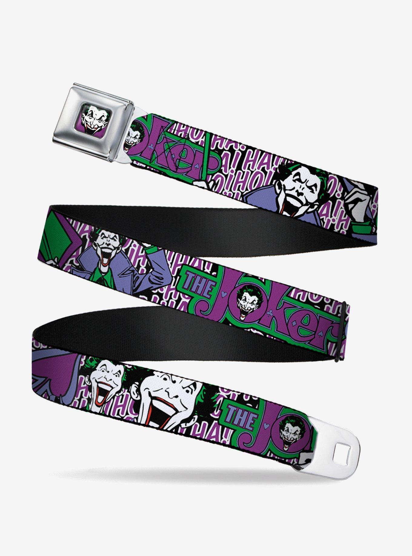 Dc Comics The Joker Face Logo Spades Youth Seatbelt Belt, , hi-res