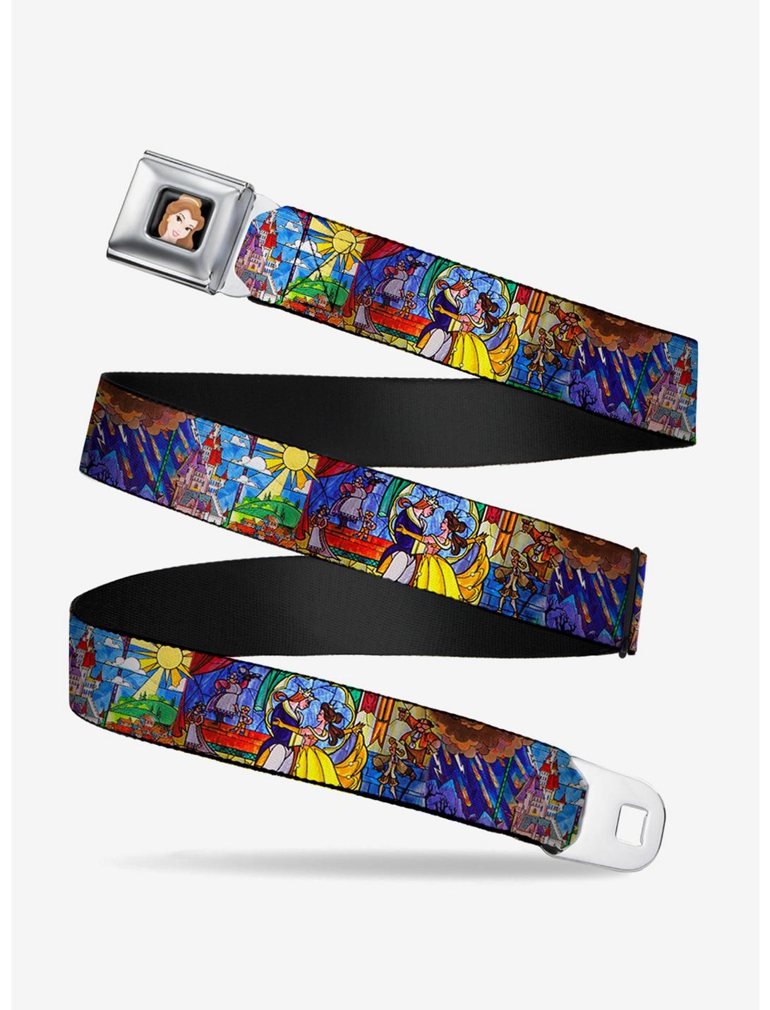 Disney Beauty And The Beast Stained Glass Scenes Youth Seatbelt Belt, , hi-res