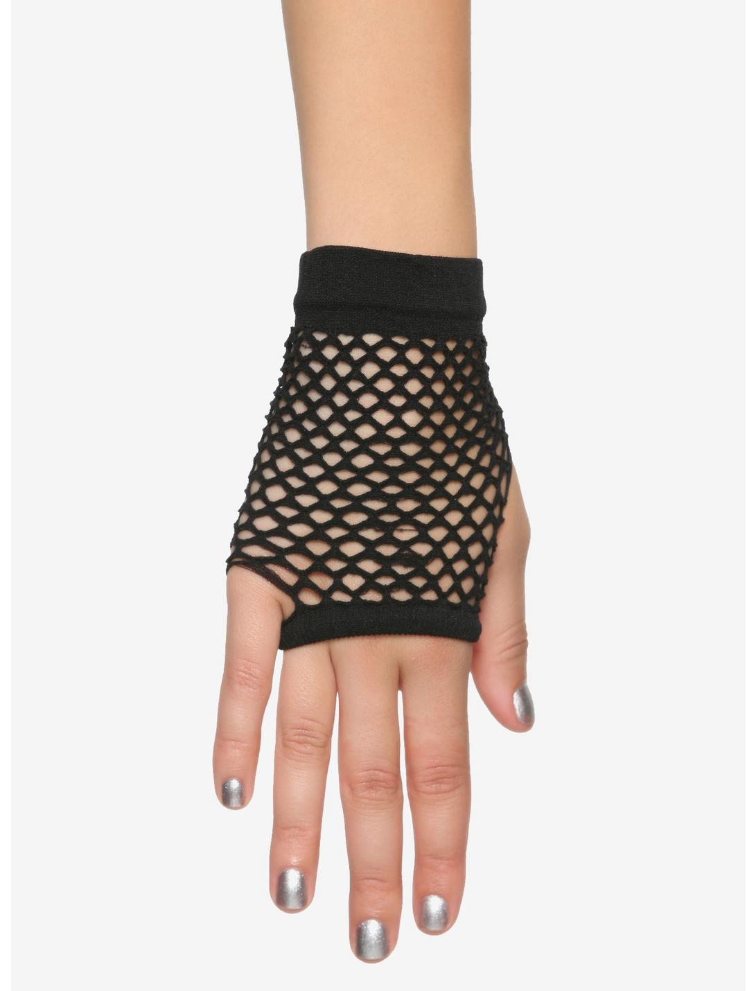 Black Fishnet Fingerless Gloves, , hi-res