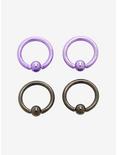 Steel Purple Grey Metallic Captive Hoop 4 Pack, MULTI, hi-res