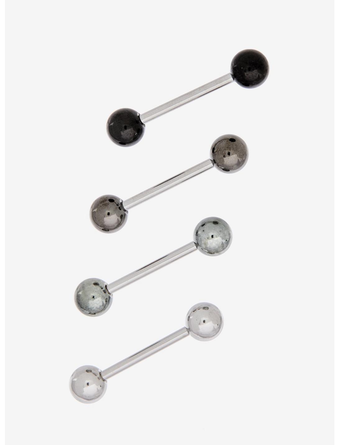 14G Steel Gray To Black Barbell 4 Pack, , hi-res