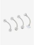 Steel Silver Opal Sparkle Eyebrow Barbell 4 Pack, MULTI, hi-res