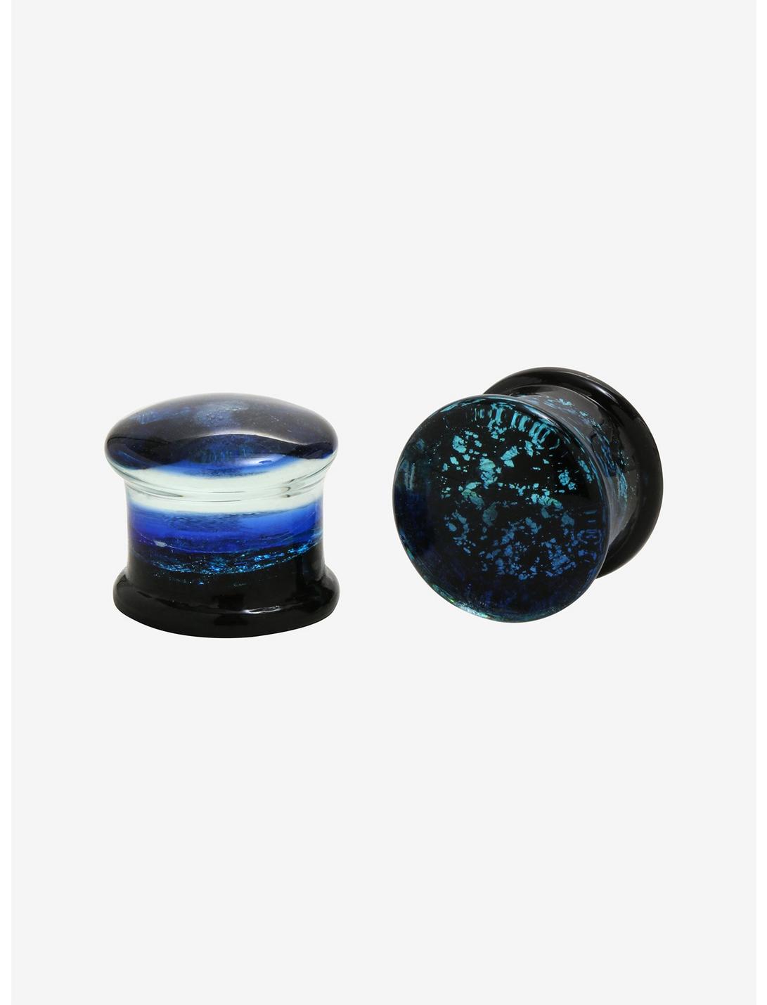 Glass Blue Speckle Double Flare Plug 2 Pack, MULTI, hi-res