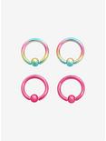 Steel Pastel Rainbow Metallic Pink Captive Hoop 4 Pack, MULTI, hi-res