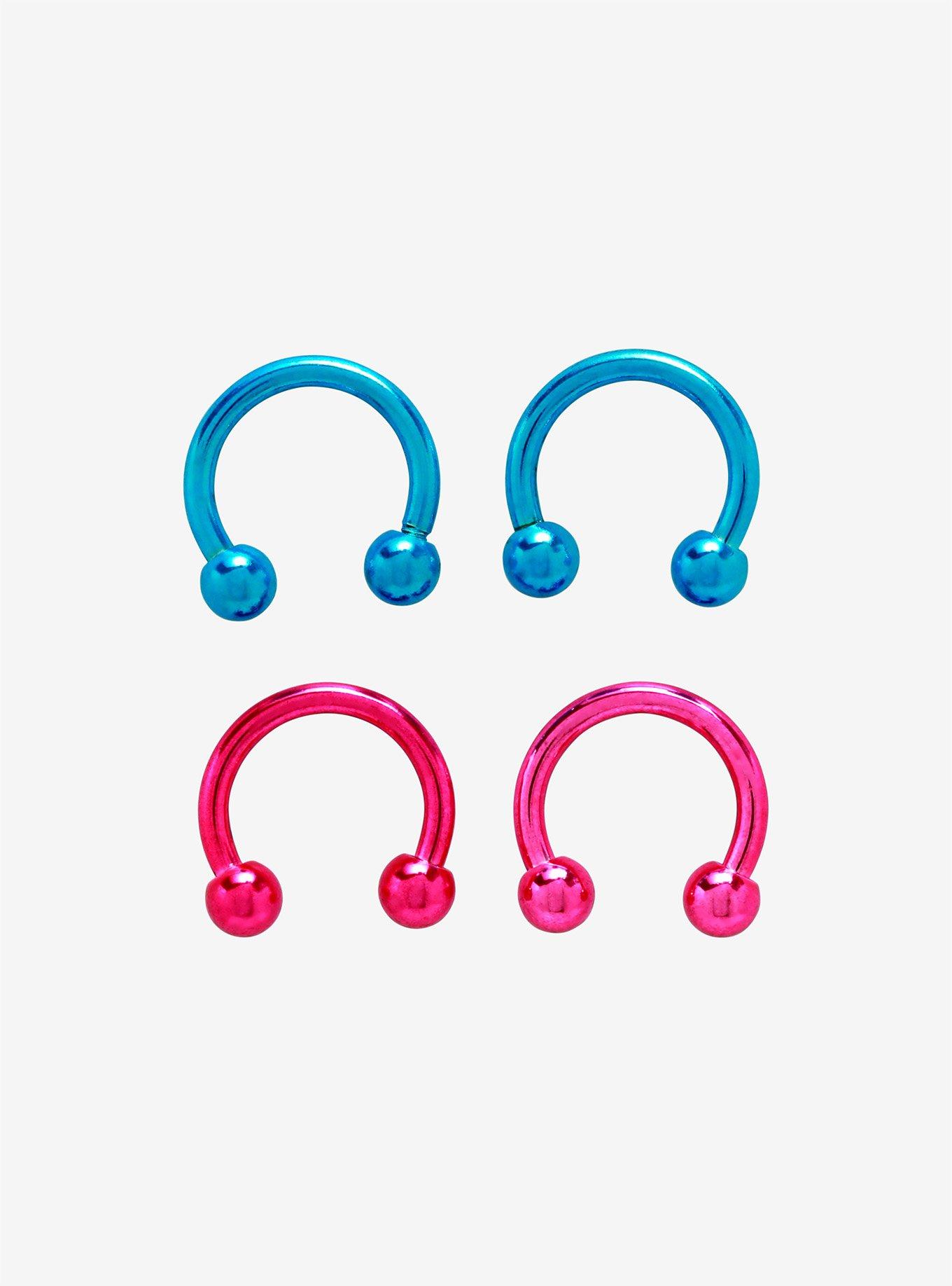Steel Pink Blue Metallic Circular Barbell 4 Pack, MULTI, hi-res