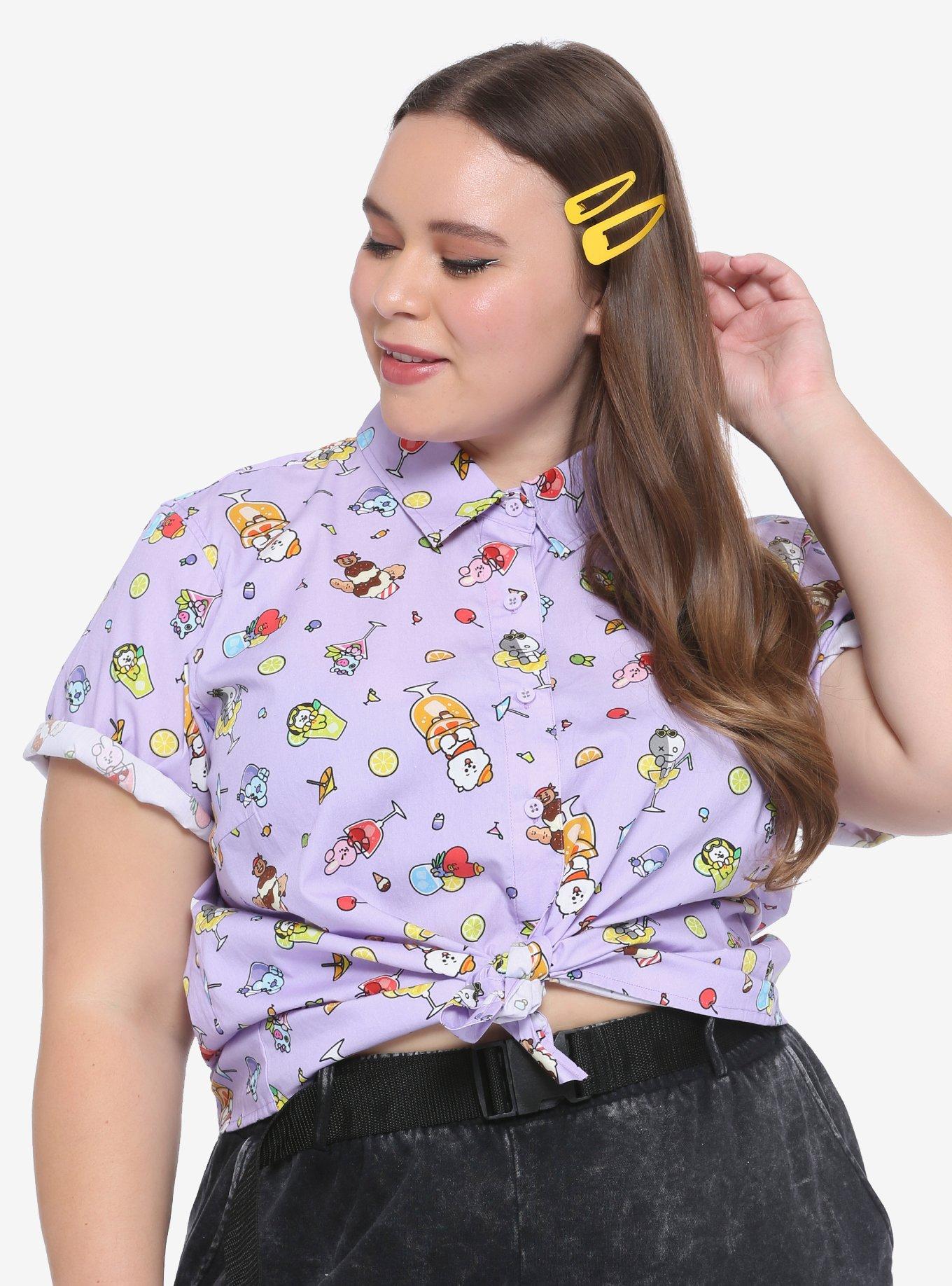 BT21 Fruity Drinks Girls Woven Button-Up Plus Size, MULTI, hi-res